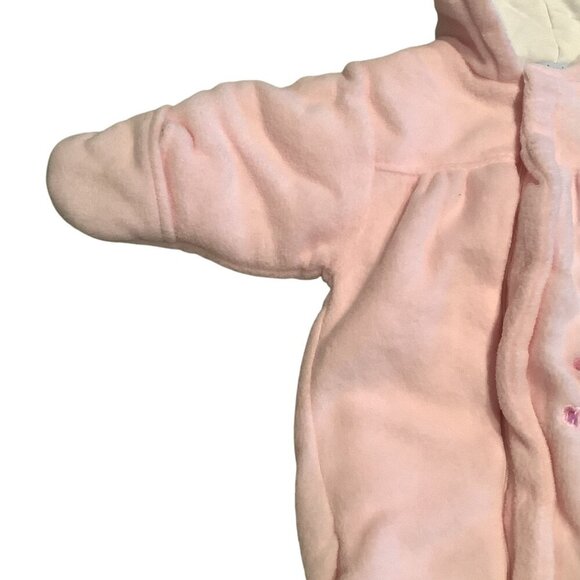 Baby Dove Infant Hooded Pink Bunting Suit With Bunny Embroidery Size 0-12 Months - Picture 9 of 16